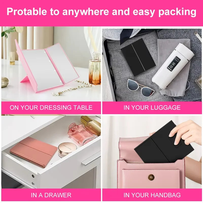 LED Makeup Mirror - Ideal for Travel and Touch-Ups!