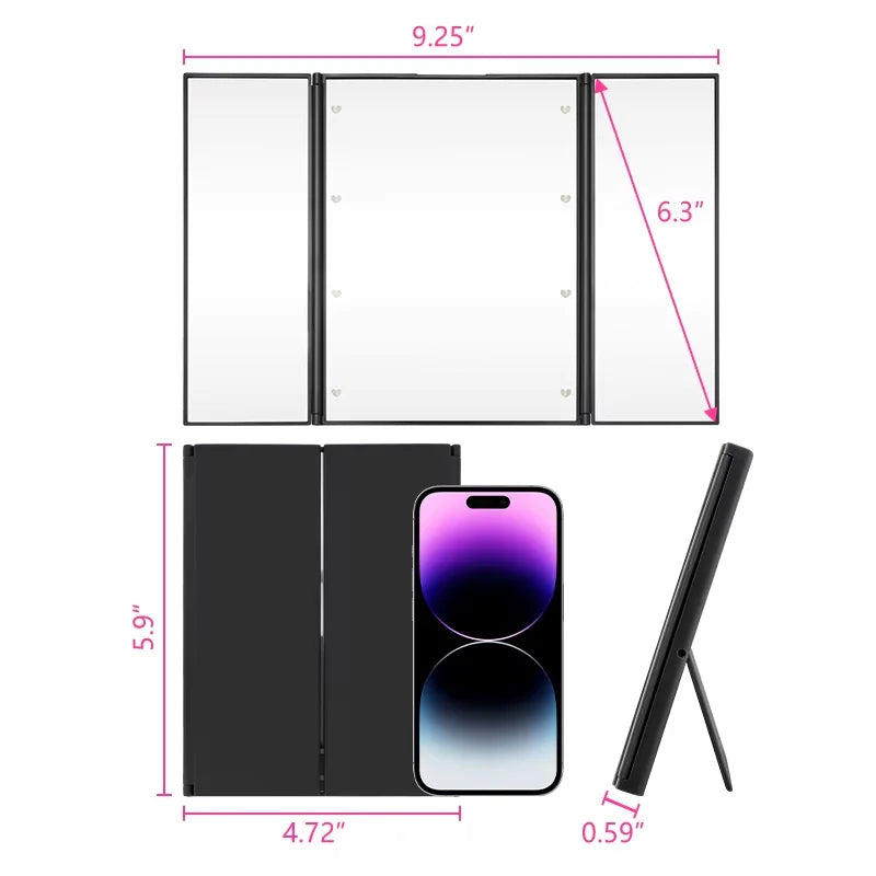 LED Makeup Mirror - Ideal for Travel and Touch-Ups!