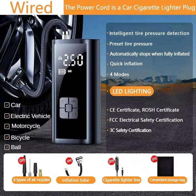 Portable Wireless Tire Inflatable Pump Car