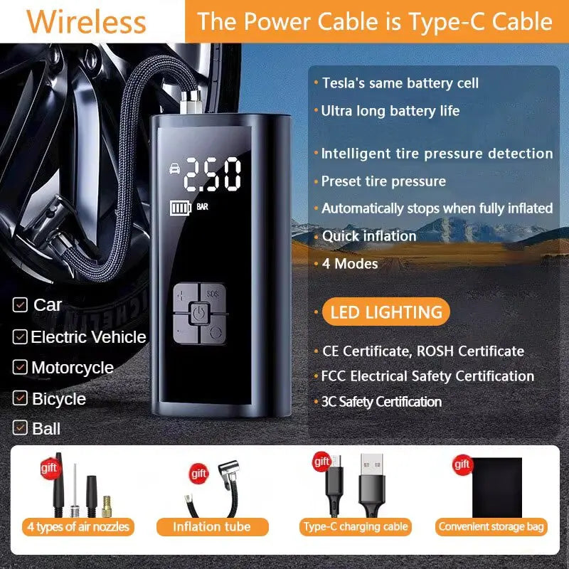 Portable Wireless Tire Inflatable Pump Car